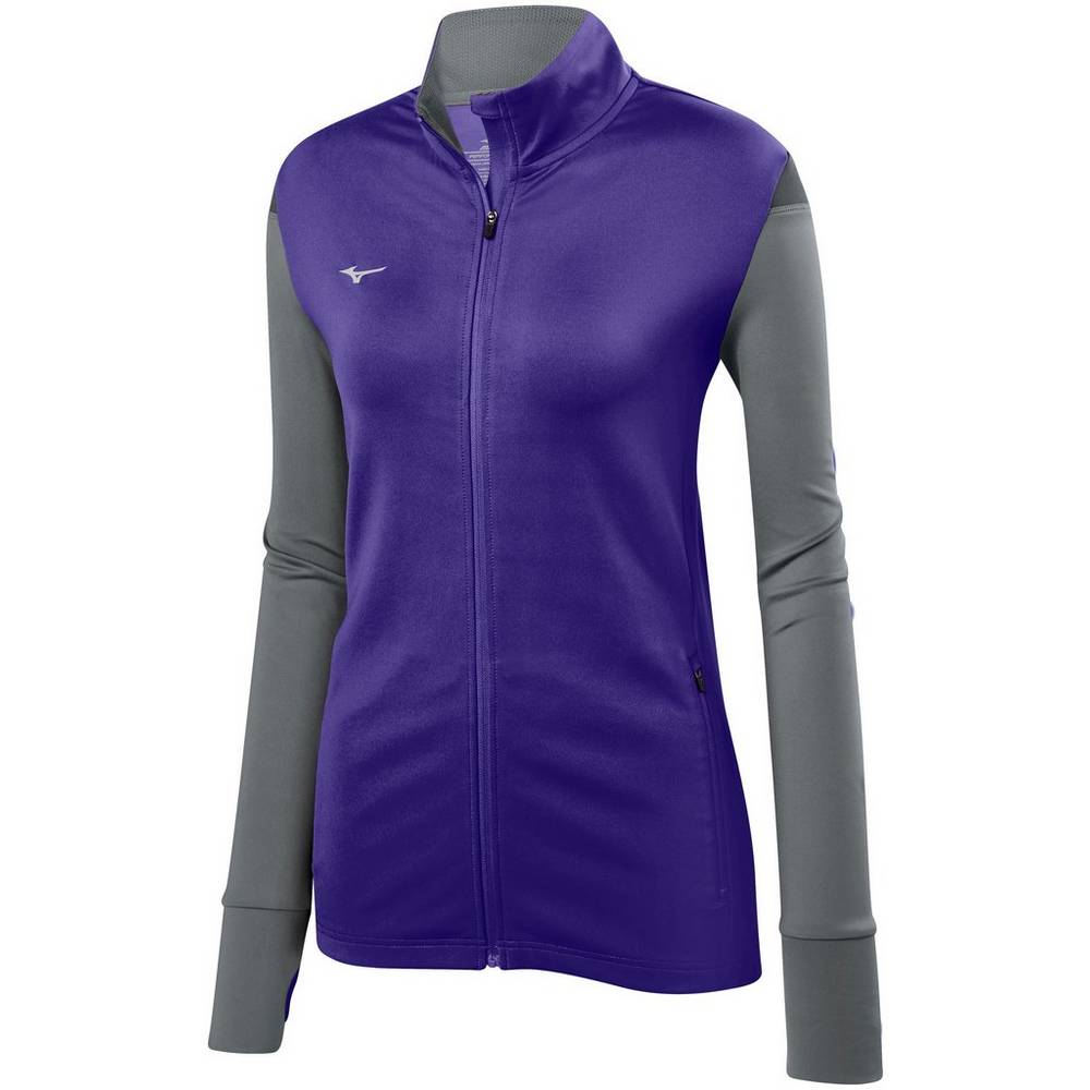 Casaco Mizuno Voleibol Horizon Full Zip - Mulher - Roxo/Cinzentas - JXLIE4197